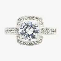 Sparkle Allure Cubic Zirconia Pure Silver Over Brass Round Halo Engagement Ring