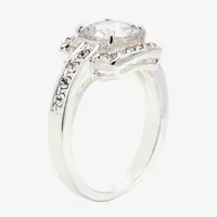 Sparkle Allure Cubic Zirconia Pure Silver Over Brass Round Halo Engagement Ring