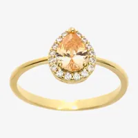 Sparkle Allure Cubic Zirconia 14K Gold Over Brass Halo Engagement Ring