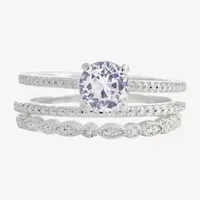 Sparkle Allure 3-pc. Cubic Zirconia Pure Silver Over Brass Round Cocktail Ring