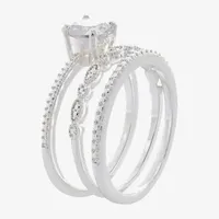 Sparkle Allure 3-pc. Cubic Zirconia Pure Silver Over Brass Round Cocktail Ring