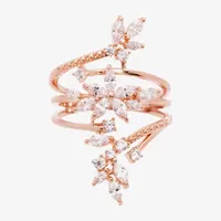 Sparkle Allure Wrap Cubic Zirconia 18K Rose Gold Over Brass Flower Bypass  Cocktail Ring