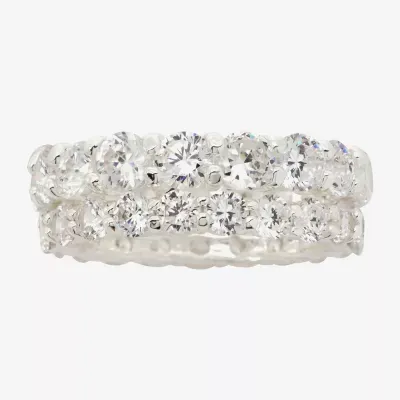 Sparkle Allure Stackable 2-pc. Cubic Zirconia Pure Silver Over Brass Eternity Bridal Set