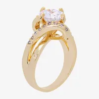 Sparkle Allure Cubic Zirconia 14K Gold Over Brass Round Bypass  Engagement Ring