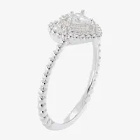 Sparkle Allure Cubic Zirconia Pure Silver Over Brass Heart Halo Cocktail Ring