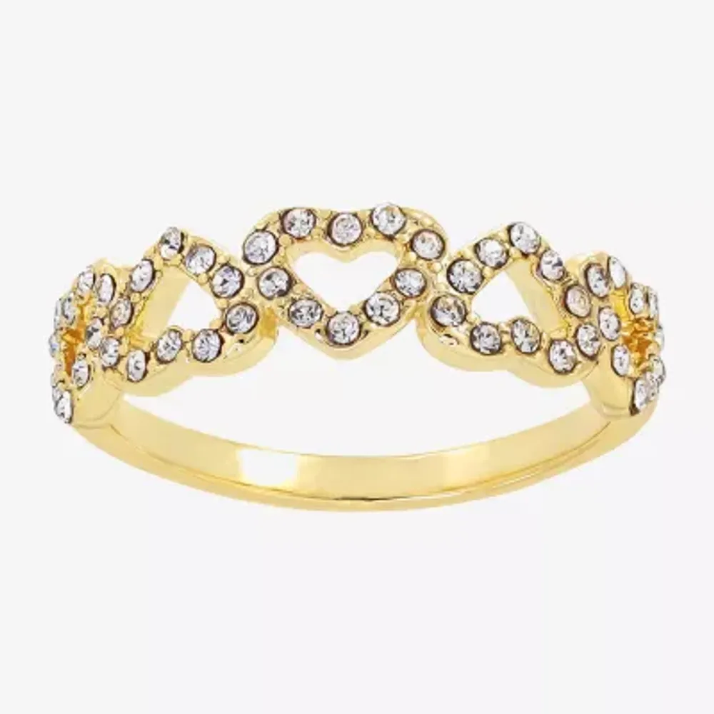 Sparkle Allure Crystal 14K Gold Over Brass Heart Band