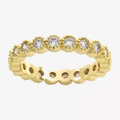 Sparkle Allure Womens 2.5MM Cubic Zirconia 14K Gold Over Brass Round Eternity Band