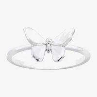 Sparkle Allure Polished Pure Silver Over Brass Butterfly Band