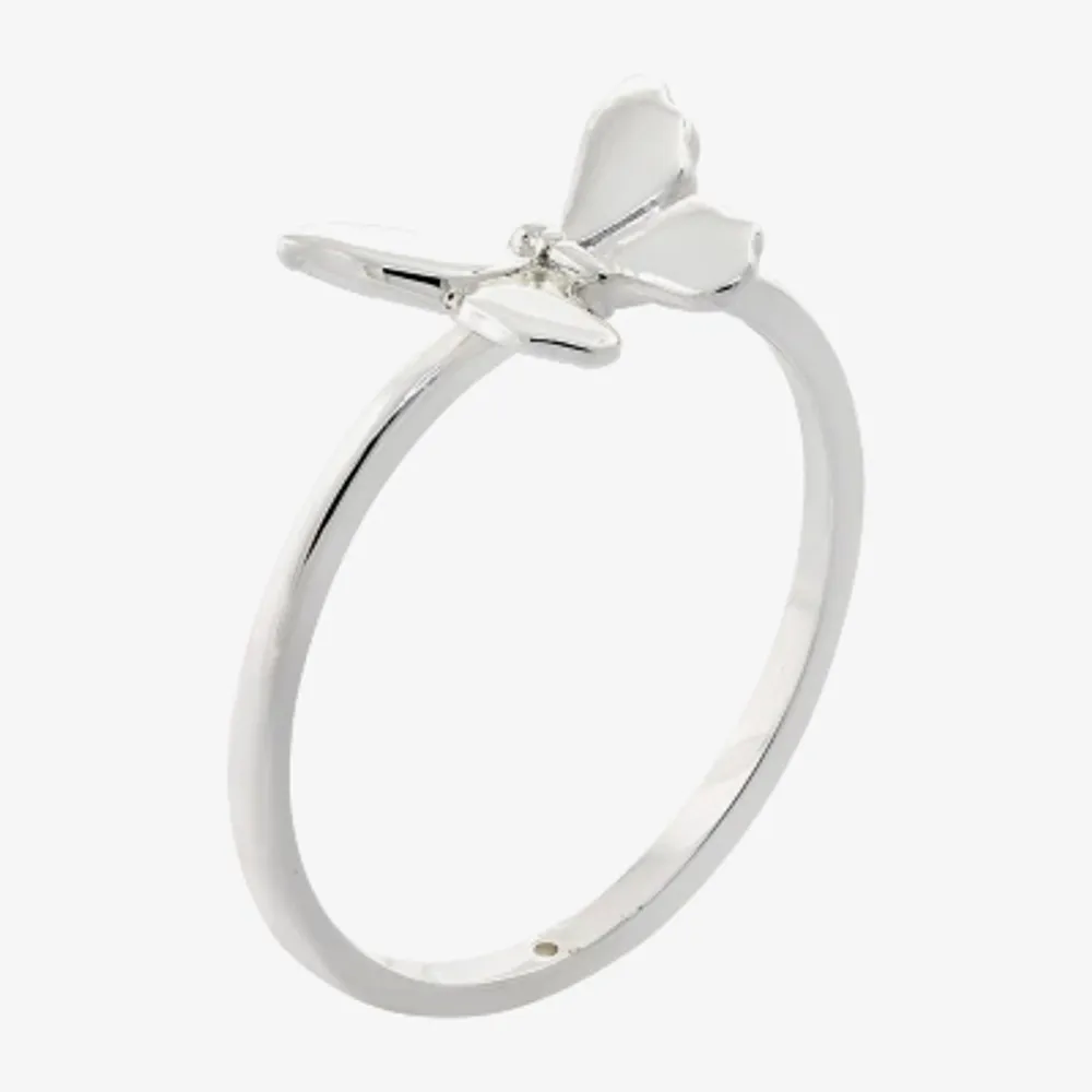 Sparkle Allure Polished Pure Silver Over Brass Butterfly Band