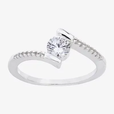 Sparkle Allure Womens Cubic Zirconia Pure Silver Over Brass Round Bypass  Band