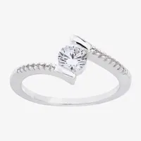 Sparkle Allure Cubic Zirconia Pure Silver Over Brass Round Bypass  Band