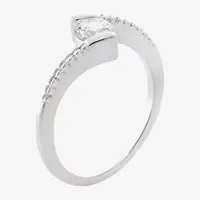 Sparkle Allure Cubic Zirconia Pure Silver Over Brass Round Bypass  Band