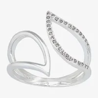 Sparkle Allure Leaf Cubic Zirconia Pure Silver Over Brass Bypass Band