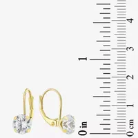 White Cubic Zirconia 10K Gold Round Drop Earrings