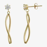 Lab Created White Cubic Zirconia 14K Gold Drop Earrings