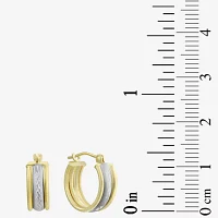 14K Two-Tone Gold 15mm Small Band Hoop Earrings