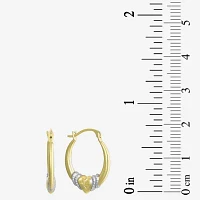 Two-Tone Heart Hoop Earrings 14K Gold