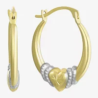 Two-Tone Heart Hoop Earrings 14K Gold