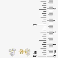 White Cubic Zirconia 14K Gold 6.5mm Triangle Stud Earrings