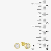 White Cubic Zirconia 14K Gold 6mm Stud Earrings