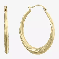 14K Yellow Gold Patterned Hoop Earrings