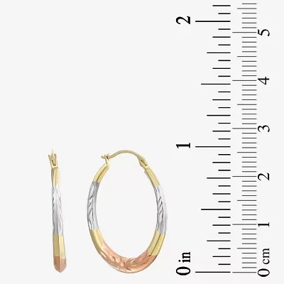 14K Tri-Tone Gold Diamond-Cut Round Hoop Earrings