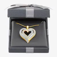 Womens / CT. T.W. Lab Grown White Diamond 14K Gold Over Silver Sterling Silver Heart Pendant Necklace