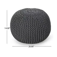 Nahunta Modern Knitted Cotton Pouf Ottoman
