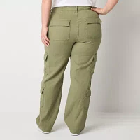 a.n.a Womens High Rise Straight Cargo Pant-Plus