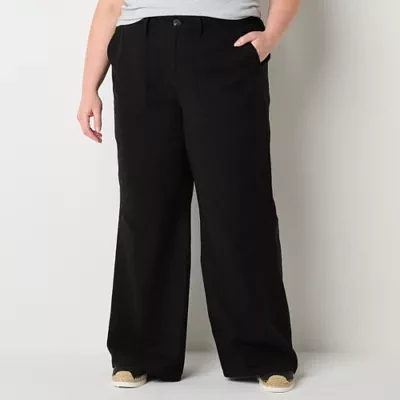 a.n.a-Plus Cotton Tencel Utility Relaxed Fit Wide Leg Trouser