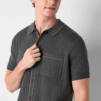 mutual weave Mens Short Sleeve Pullover Sweater