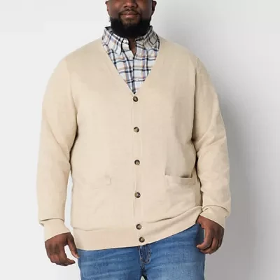 St. John's Bay Big and Tall Fine Gauge Mens V Neck Long Sleeve Cardigan