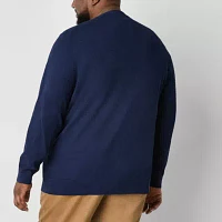 St. John's Bay Big and Tall Fine Gauge Mens V Neck Long Sleeve Cardigan