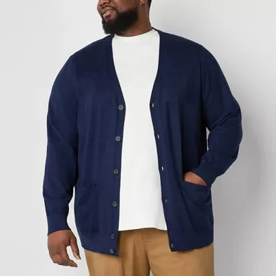 St. John's Bay Big and Tall Fine Gauge Mens V Neck Long Sleeve Cardigan