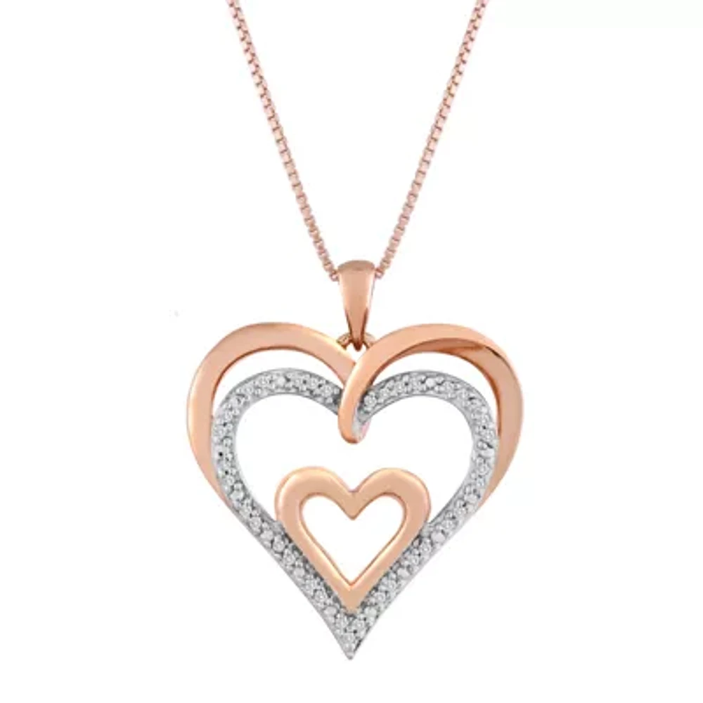 1/10 CT. T.W. Diamond Openwork Triple-Heart Pendant Necklace Sterling Silver or 14K Gold Over