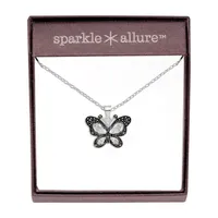 Sparkle Allure Crystal Pure Silver Over Brass 18 Inch Cable Butterfly Pendant Necklace