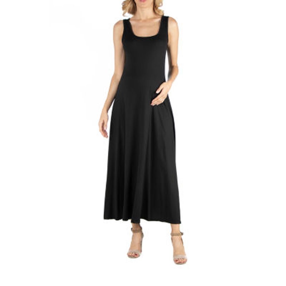 24/7 Comfort Apparel Slim Fit A Line Sleeveless Maxi Dress