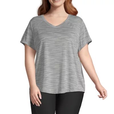 Xersion Everair Womens V Neck Short Sleeve T-Shirt Plus
