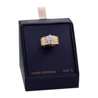 Sparkle Allure Crystal 14K Gold Over Brass Engagement Ring