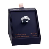 Sparkle Allure Cubic Zirconia Pure Silver Over Brass Solitaire Engagement Ring