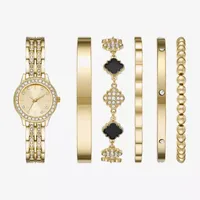 Ladies Sets Womens Crystal Accent Gold Tone 6-pc. Watch Boxed Set Fmdjset330