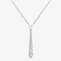 Linear Womens 1/6 CT. T.W. Natural White Diamond 10K White Gold Pendant Necklace