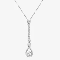 Linear Womens 1/4 CT. T.W. Natural White Diamond 10K White Gold Y Necklace