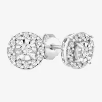 1/ CT. T.W. Natural White Diamond 10K White Gold 6.8mm Round Stud Earrings