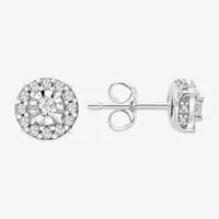 1/3 CT. T.W. Natural White Diamond 10K White Gold 6.8mm Round Stud Earrings