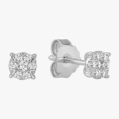 1/4 CT. T.W. Natural White Diamond 10K White Gold 4.7mm Round Stud Earrings