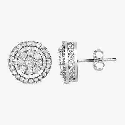 FINE JEWELRY Diamond Blossom 1/4 CT. T.W. Genuine White Diamond 10K White  Gold 5.5mm Star Stud Earrings