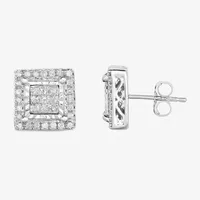 TruMiracle® 1/2 CT.T.W. Natural Princess Natural Diamond 10K Gold Stud Earrings