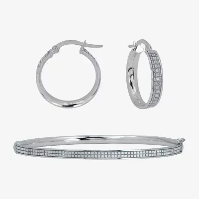 Womens Sterling Silver 2-pc. Glitter Jewelry Set