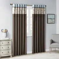 Madison Park Belle 50"W X 84"L Embroidered Light-Filtering Rod Pocket Back Tab Single Curtain Panel